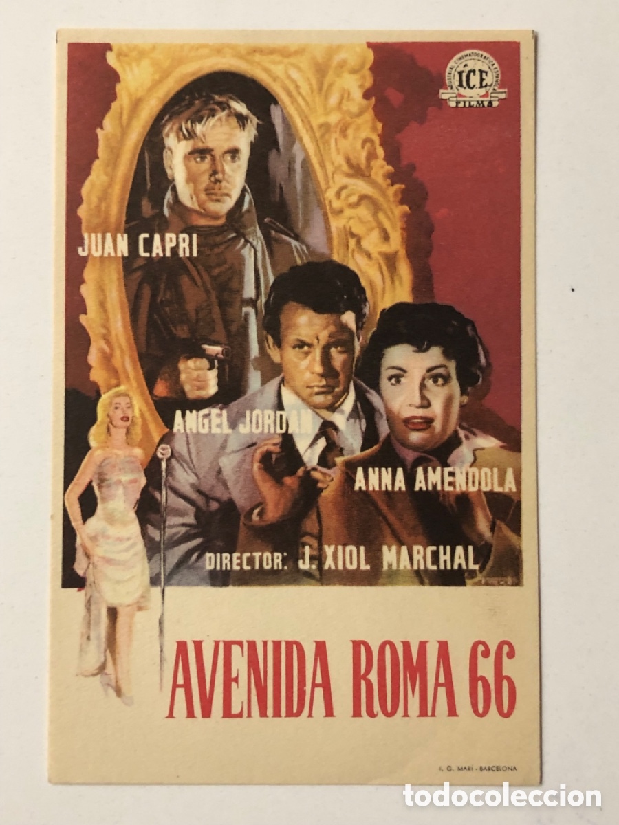 Folhetos de m&atilde;o de filmes antigos de cinema: Programa avenida Roma 66 Juan capri Anna Amendola A13