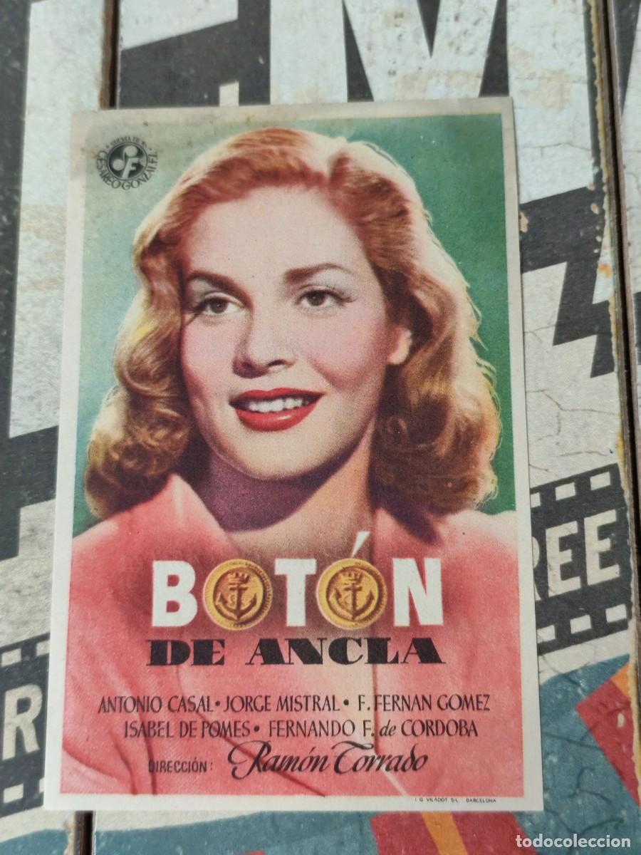 Folhetos de m&atilde;o de filmes antigos de cinema: Bot&oacute;n de ancla con publicidad Cine Echegaray M&aacute;laga