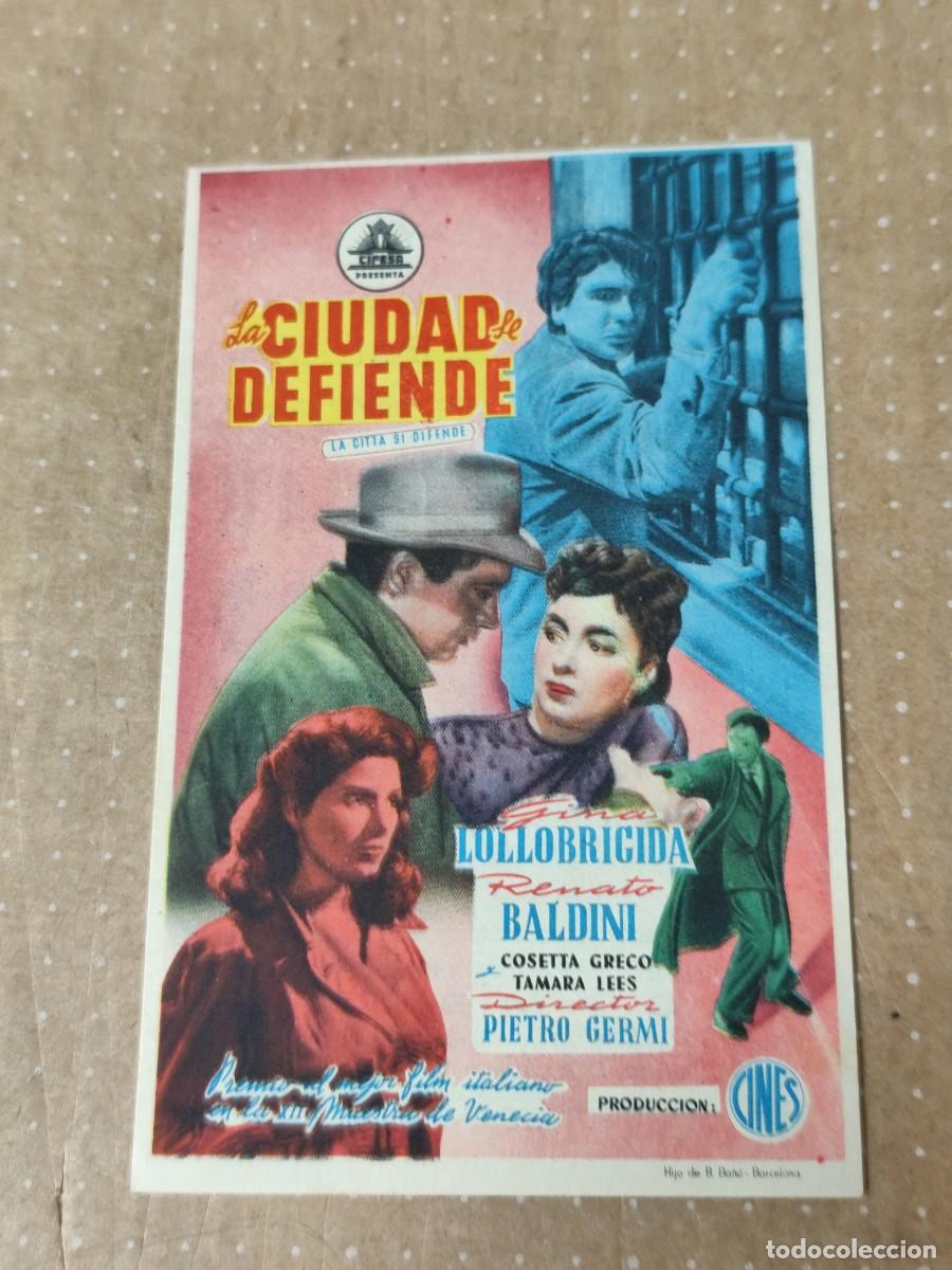 Folhetos de m&atilde;o de filmes antigos de cinema: La ciudad se defiende con publicidad Cine Echegaray M&aacute;laga