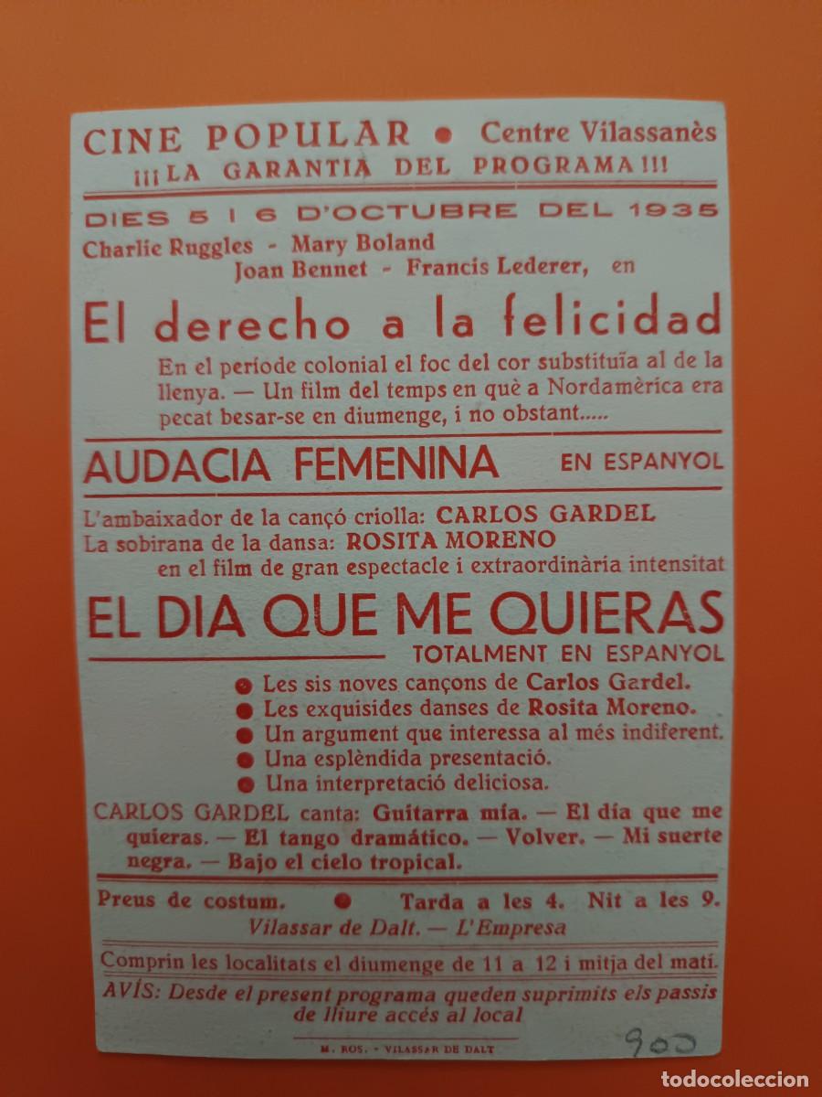 Cine: PROGRAMA DE CINE EL DIA QUE ME QUIERAS CARLOS GARDEL - Foto 2