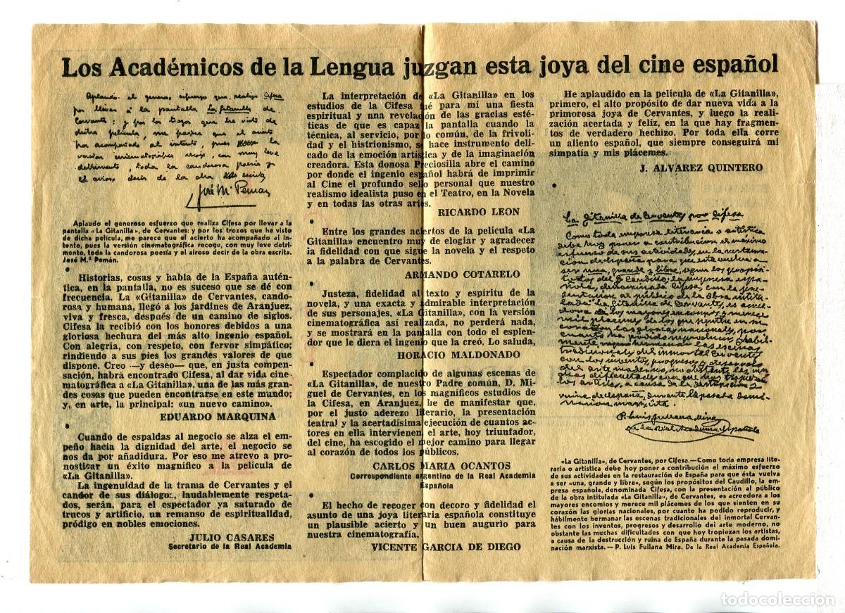 Cine: LA GITANILLA, con Estrellita Castro. 12 X 17,5 cms. - Foto 2