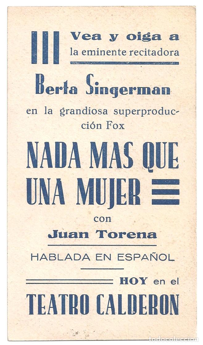 Cine: PTCC 815 NADA MAS QUE UNA MUJER PROGRAMA TARJETA FOX BERTA SINGERMAN JUAN TORENA - Foto 2