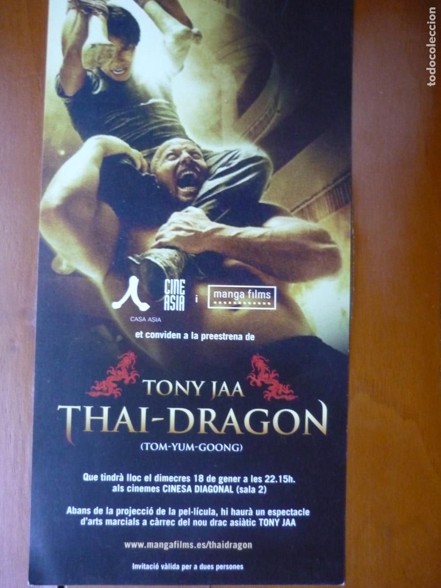 Kino: thai-dragon - folleto mano invitacion original - tony jaa - martial arts