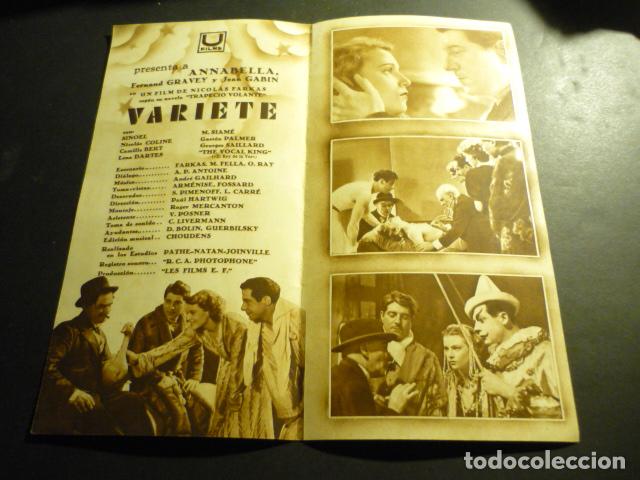 Cine: VARIET&Eacute; PROGRAMA DE MANO FOLLETO A&Ntilde;OS 30 - Foto 2