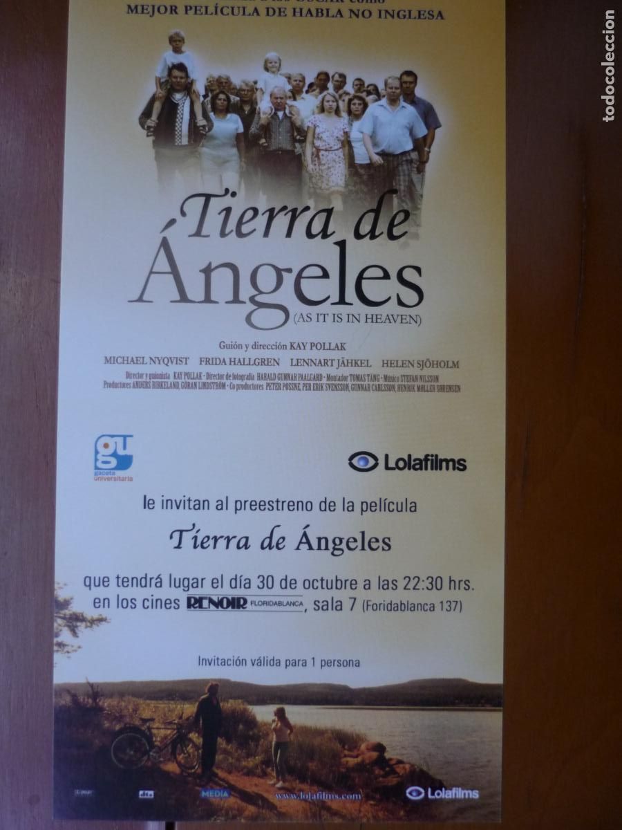  Flyers Publicitaires de films Anciens: tiera de angeles - folleto original invitacion estreno - Michael Nyqvist cine suecia
