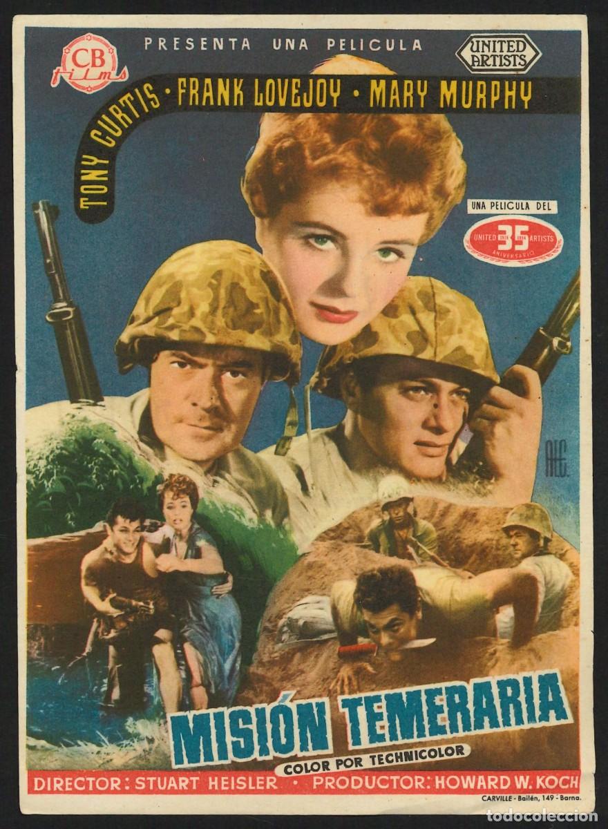 Cine: MISI&Oacute;N TEMERARIA / PROGRAMA DE CINE CON PUBLICIDAD EN TRASERA (B&Eacute;LICO) - Foto 1