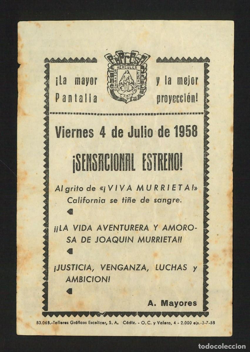 Cine: EL &Uacute;LTIMO REBELDE / PROGRAMA DE CINE CON PUBLICIDAD EN TRASERA (OESTE) - Foto 2