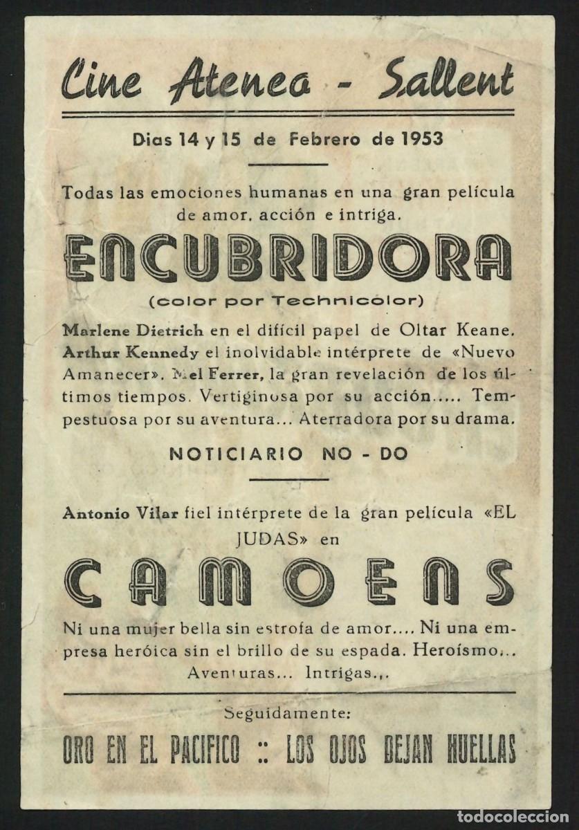 Cine: ENCUBRIDORA / PROGRAMA DE CINE CON PUBLICIDAD EN TRASERA (OESTE) - Foto 2