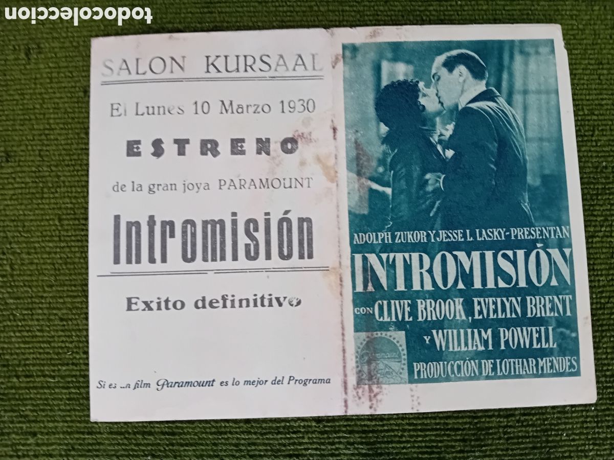 Cine: INTROMISION, ANTIGUO PROGRAMA DESPEGABLEADOLPH ZUKOR - Foto 1