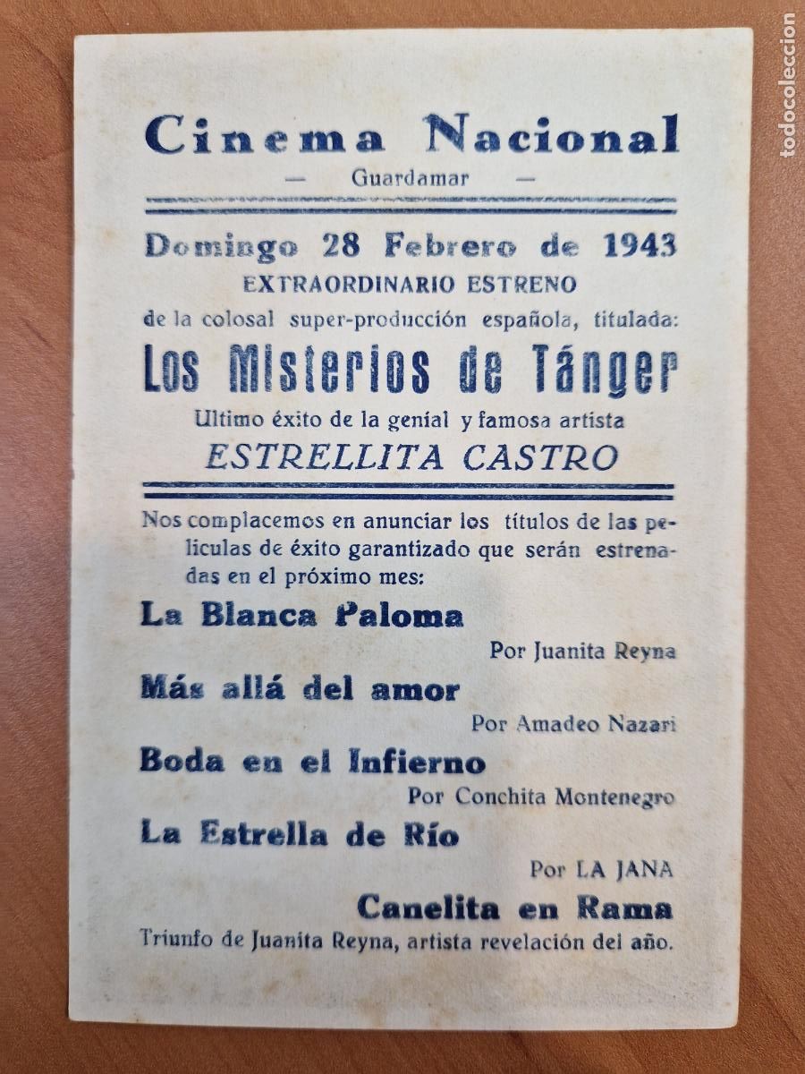 Cine: PROGRAMA DE CINE - PELICULA &rdquo;LOS MISTERIOS DE TANGER&rdquo; ESTRELLITA CASTRO - Foto 2