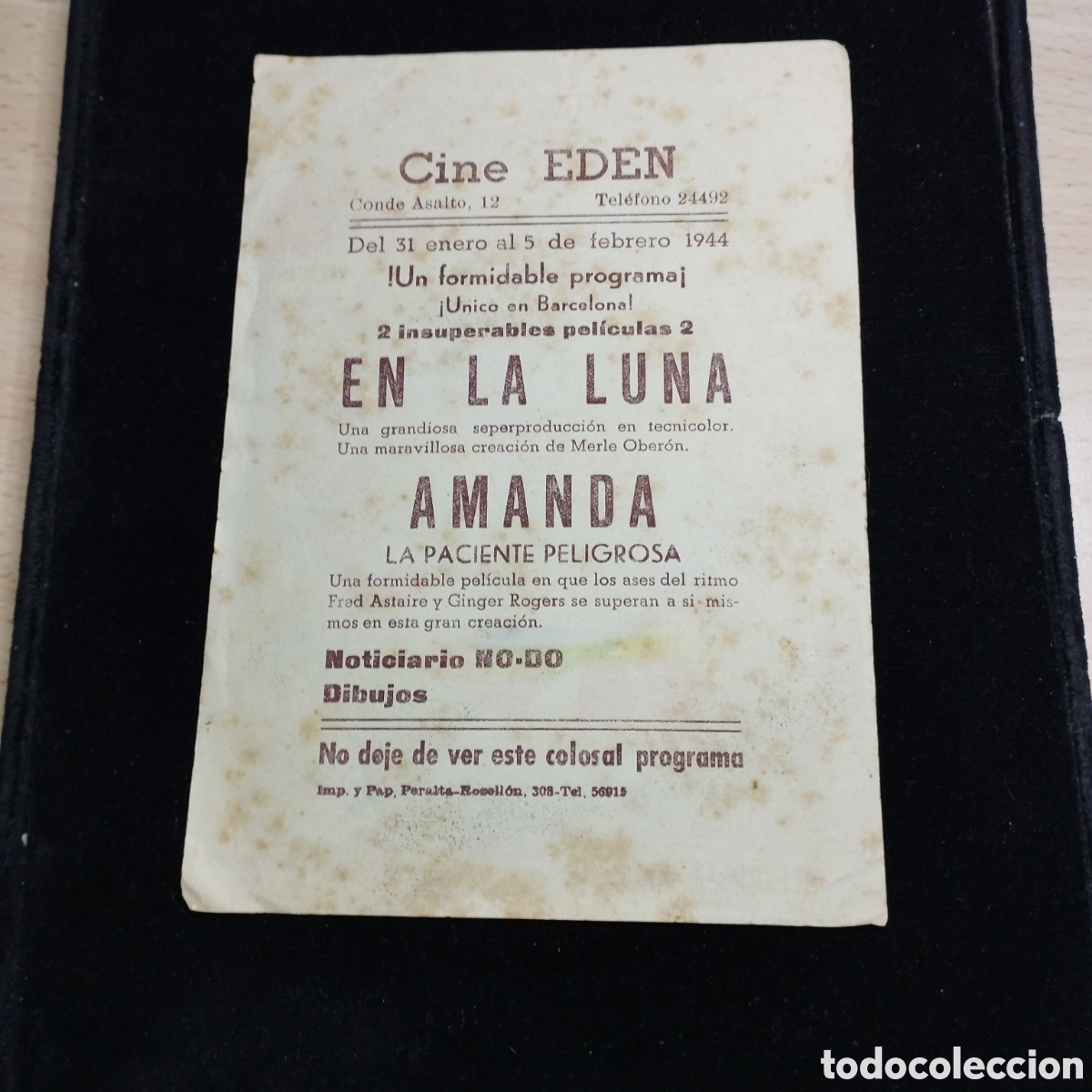 Cine: Programa de cine, sencillo,grande. En la Luna. Merle Oberon. Rex Harrison - Foto 2