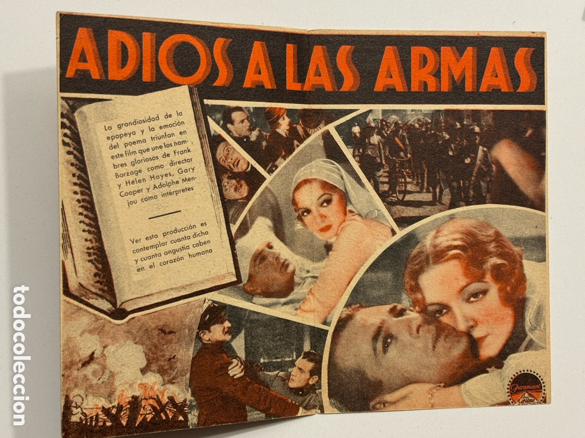 Cine: Programa adi&oacute;s a la armas Gary Cooper con publicidad cine Olimpia Huesca A16 - Foto 2