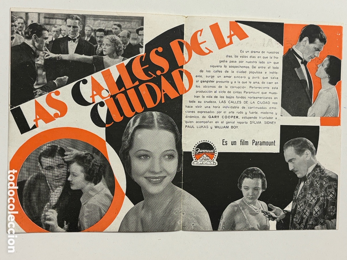Cine: Programa las calles de la ciudad Gary Cooper con publicidad cine clave palace A16 - Foto 2