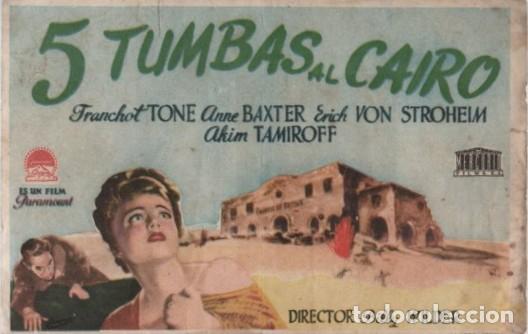 Cine: PROGRAMA DE CINE: 5 TUMBAS AL CAIRO PC-10916 - Foto 1