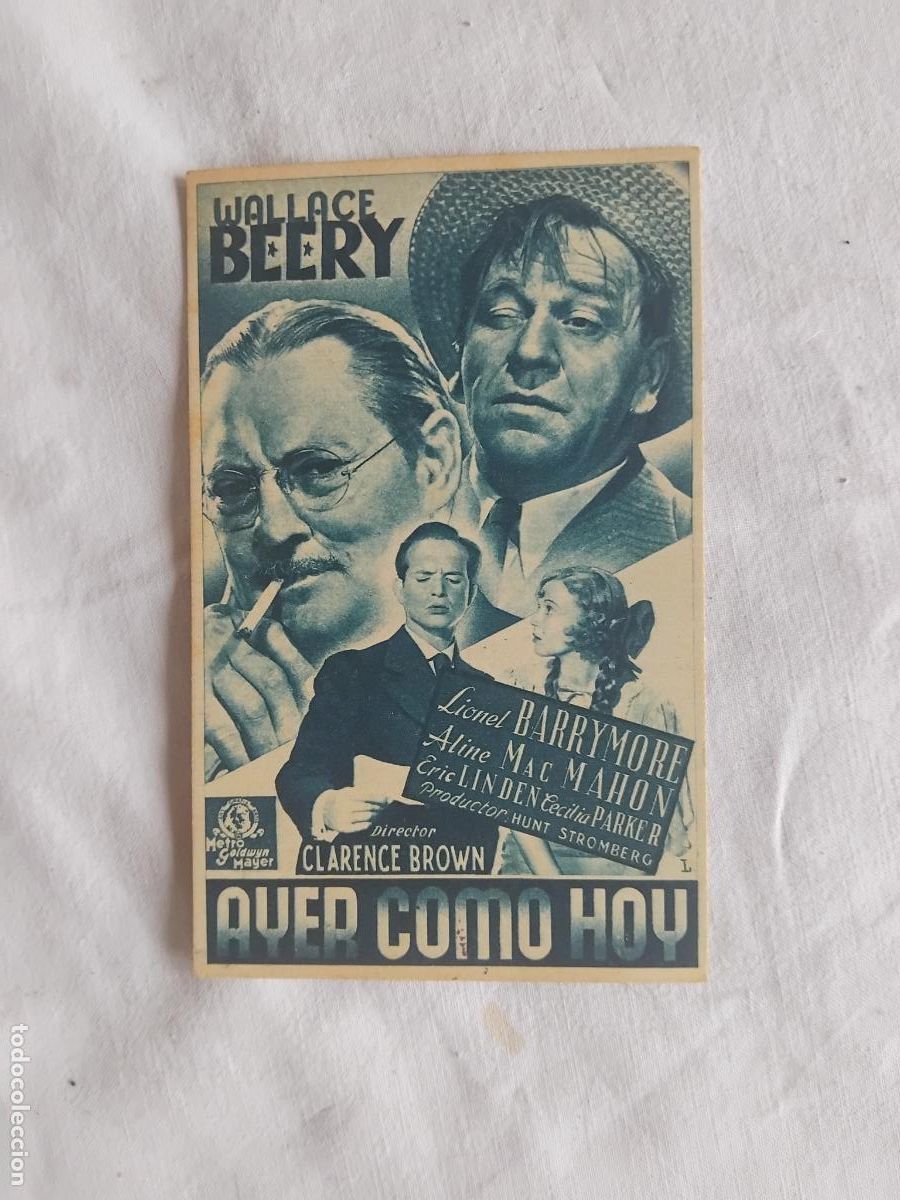 Cine: PROGRAMA DE CINE CARTON.AYER COMO HOY. WALLACE BEERY. CINE SMART. - Foto 1