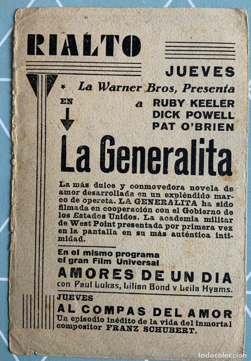 Cine: PROGRAMA DE CINE LA GENERALITA, DICK POWELL, RUBY KELLER, A&Ntilde;OS 30&rsquo;S, CON PUBLICIDAD - Foto 2