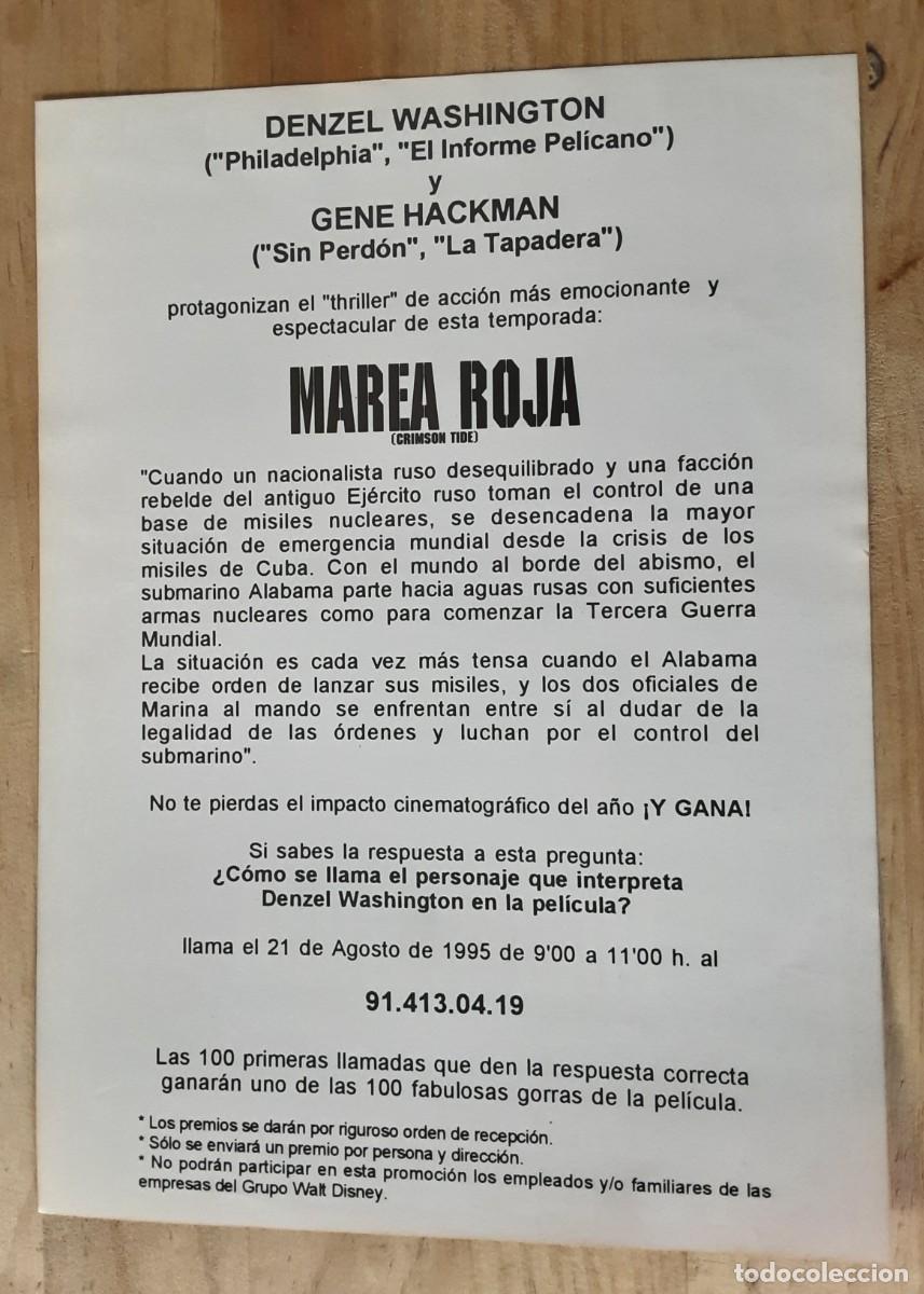 Cine: MAREA ROJA, DENZEL WASHINGTON, GENE HACKMAN. - Foto 2