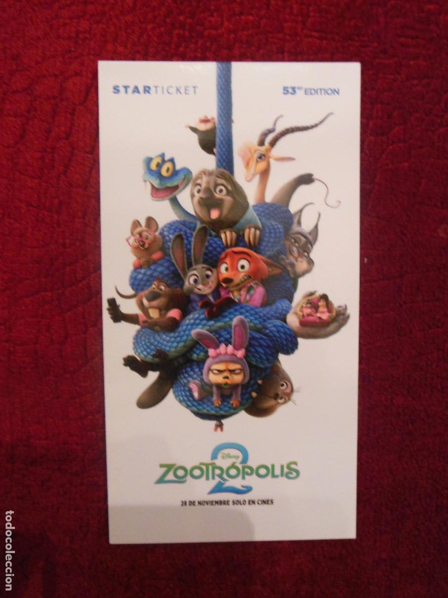 Cine: ZOOTROPOLIS 2 PROGRAMA DE CINE TARJETA STARTICKET N&ordm; 53 - Foto 1