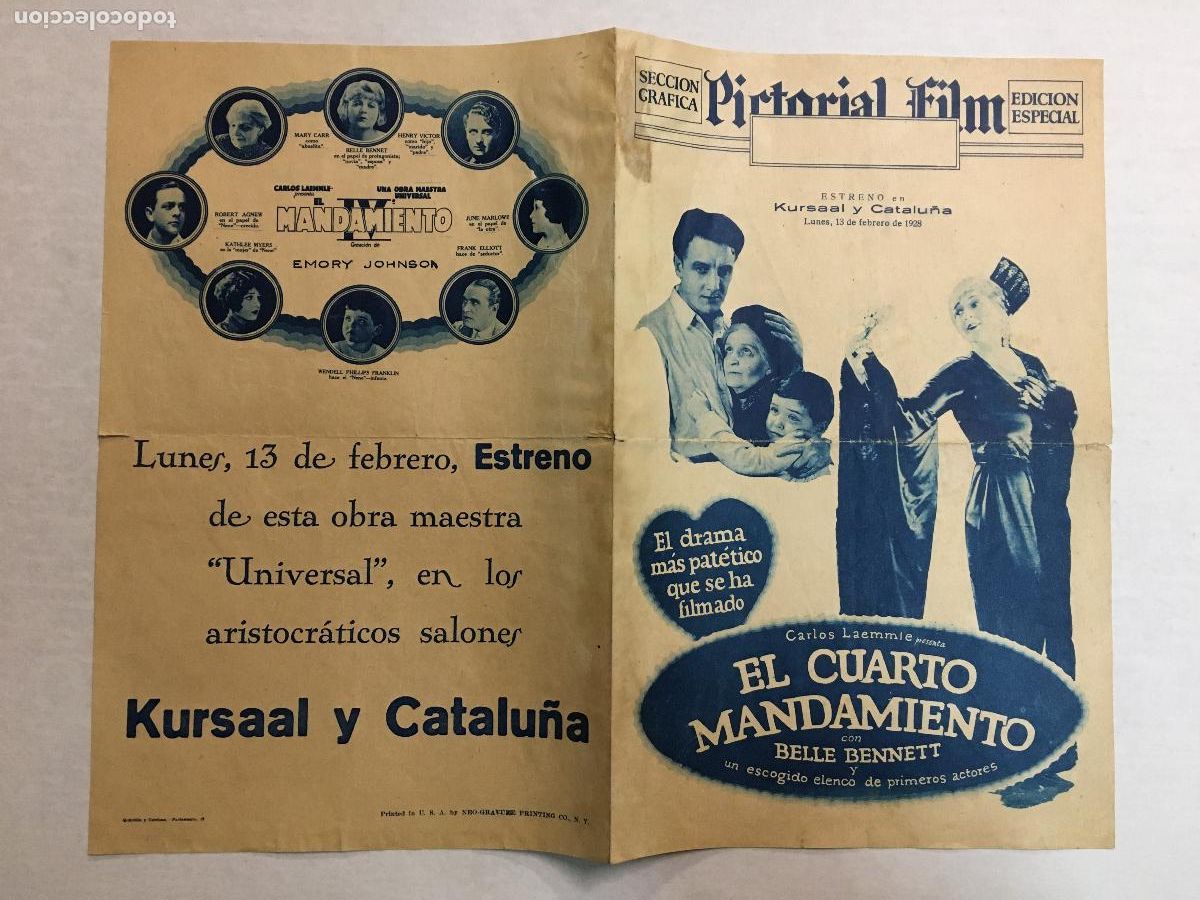 Cine: PTCC 828 EL CUARTO MANDAMIENTO PROGRAMA DOBLE BELLE BENNETT HENRY VICTOR - Foto 1