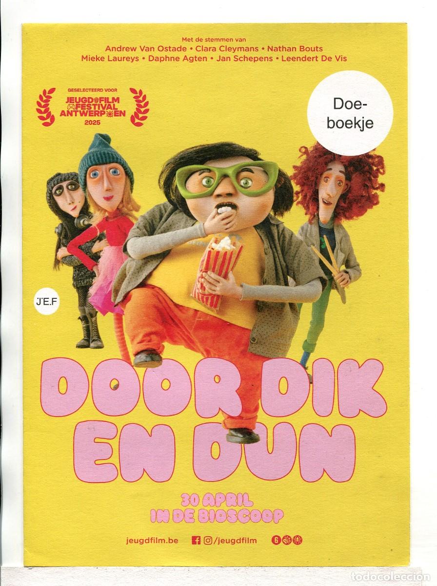 Cine: DOOR DIK EN DUN, de DIBUJOS DE ANIMACI&Oacute;N. PROGRAMA BELGA 15 X 21 cms. - Foto 1