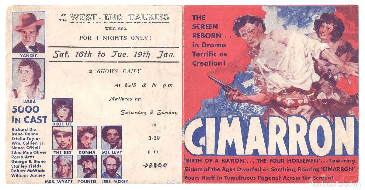 Cine: PTCC 829 CIMARRON PROGRAMA DOBLE AMERICANO RICHARD DIX IRENE DUNNE - Foto 2