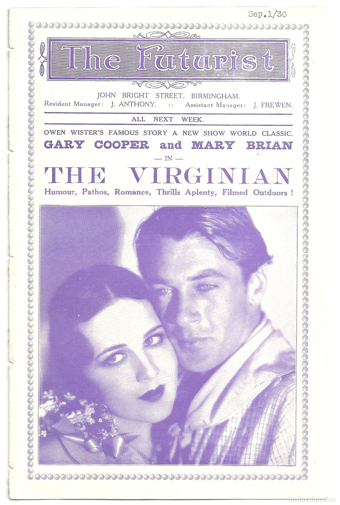 Cine: PTCC 829 EL VIRGINIANO PROGRAMA LIBRITO INGLES GARY COOPER MARY BRIAN WALTER HUSTON - Foto 1