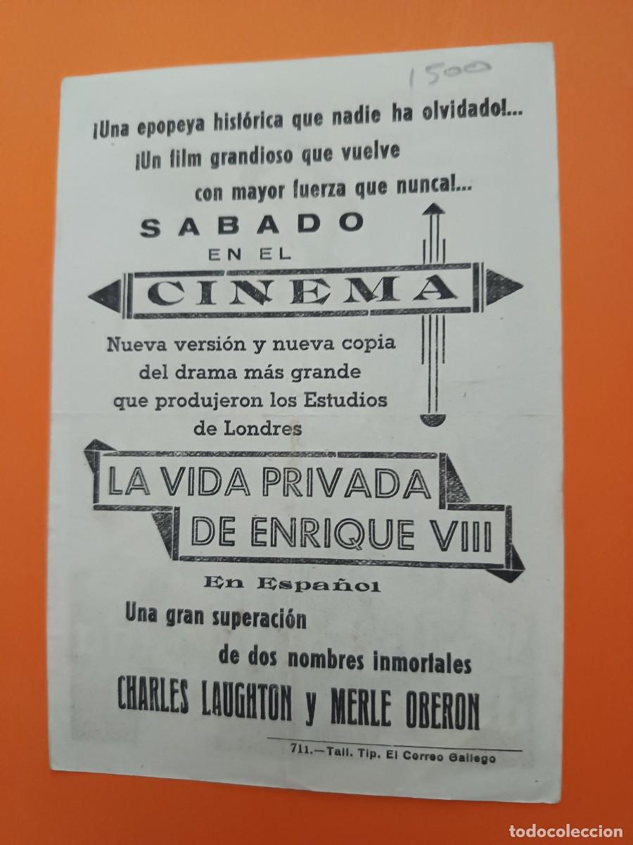 Cine: PROGRAMA DE CINE LA VIDA PRIVADA DE ENRIQUE VIII CHARLES LAUGHTON - Foto 2