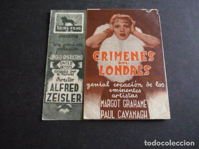  Flyers Publicitaires de films Anciens: CRIMENES EN LONDRES PROGRAMA DE MANO CON PUBLICIDAD CINE INTIMO GRANOLLERS