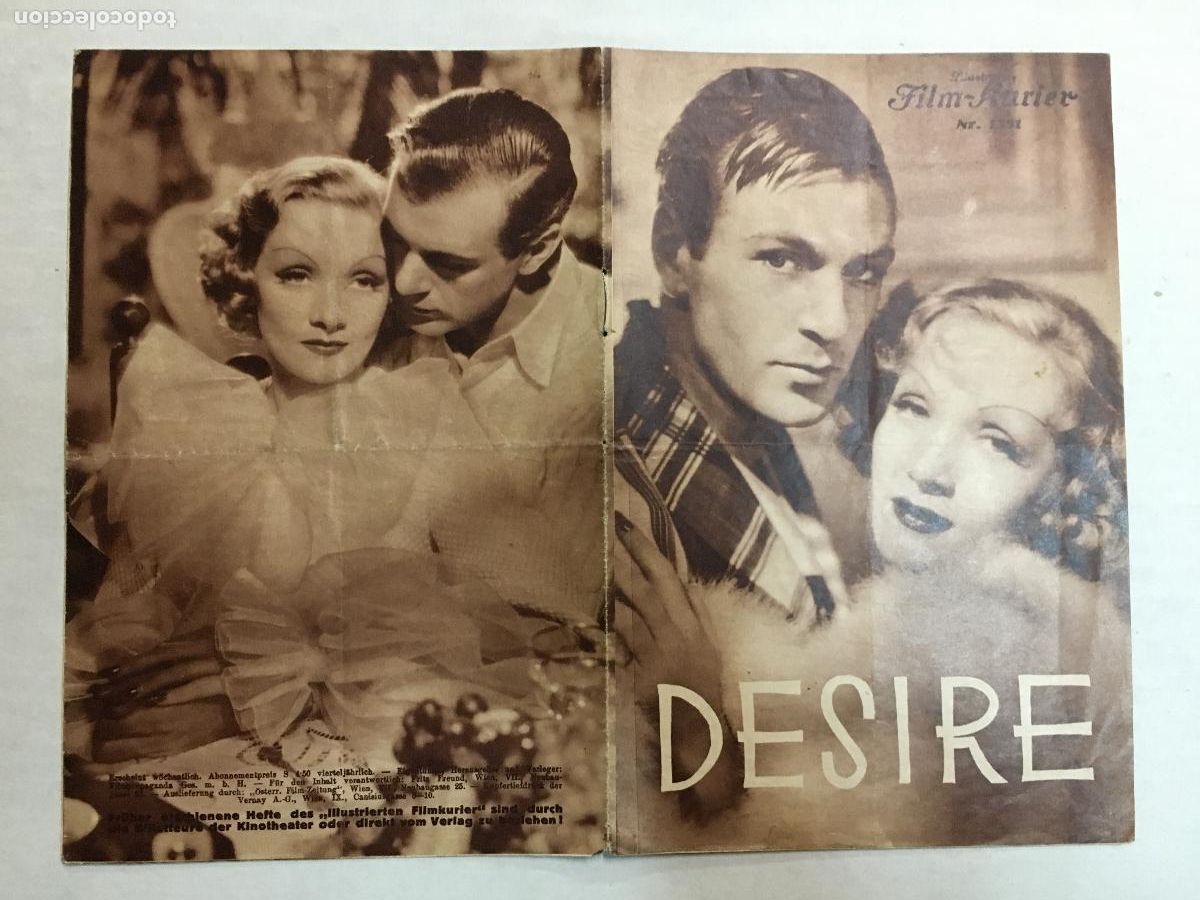 Cine: PTCC 833 DESEO PROGRAMA LIBRITO AUSTRIACO GARY COOPER MARLENE DIETRICH - Foto 1