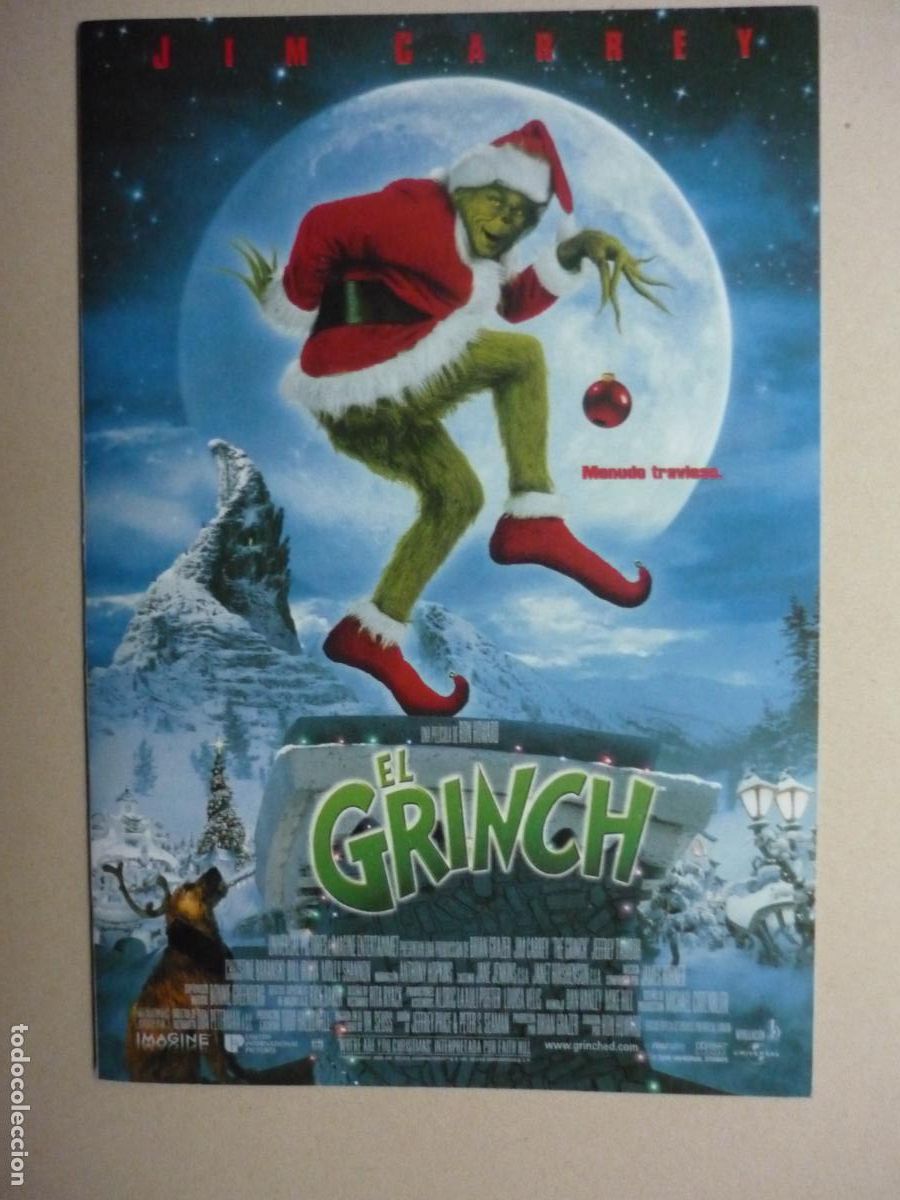 Cine: el grinch - INVITACION FOLLETO DE MANO ORIGINAL ESTRENO - jim carrey ron howard