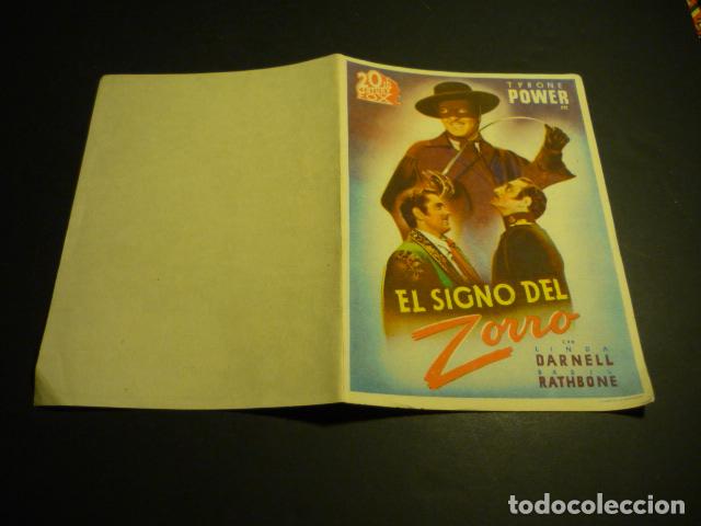 Cine: EL SIGNO DEL ZORRO PROGRAMA DE CINE DOBLE SIN PUBLICIDAD