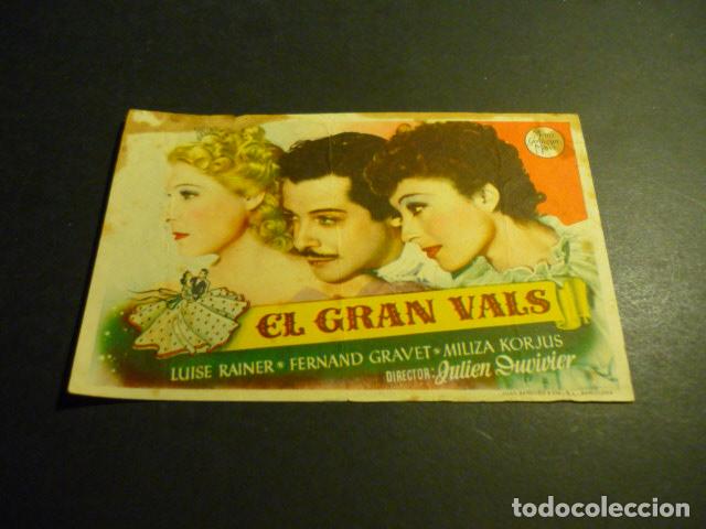 Folhetos de m&atilde;o de filmes antigos de cinema: EL GRAN VALS PROGRAMA DE CINE SIN PUBLICIDAD