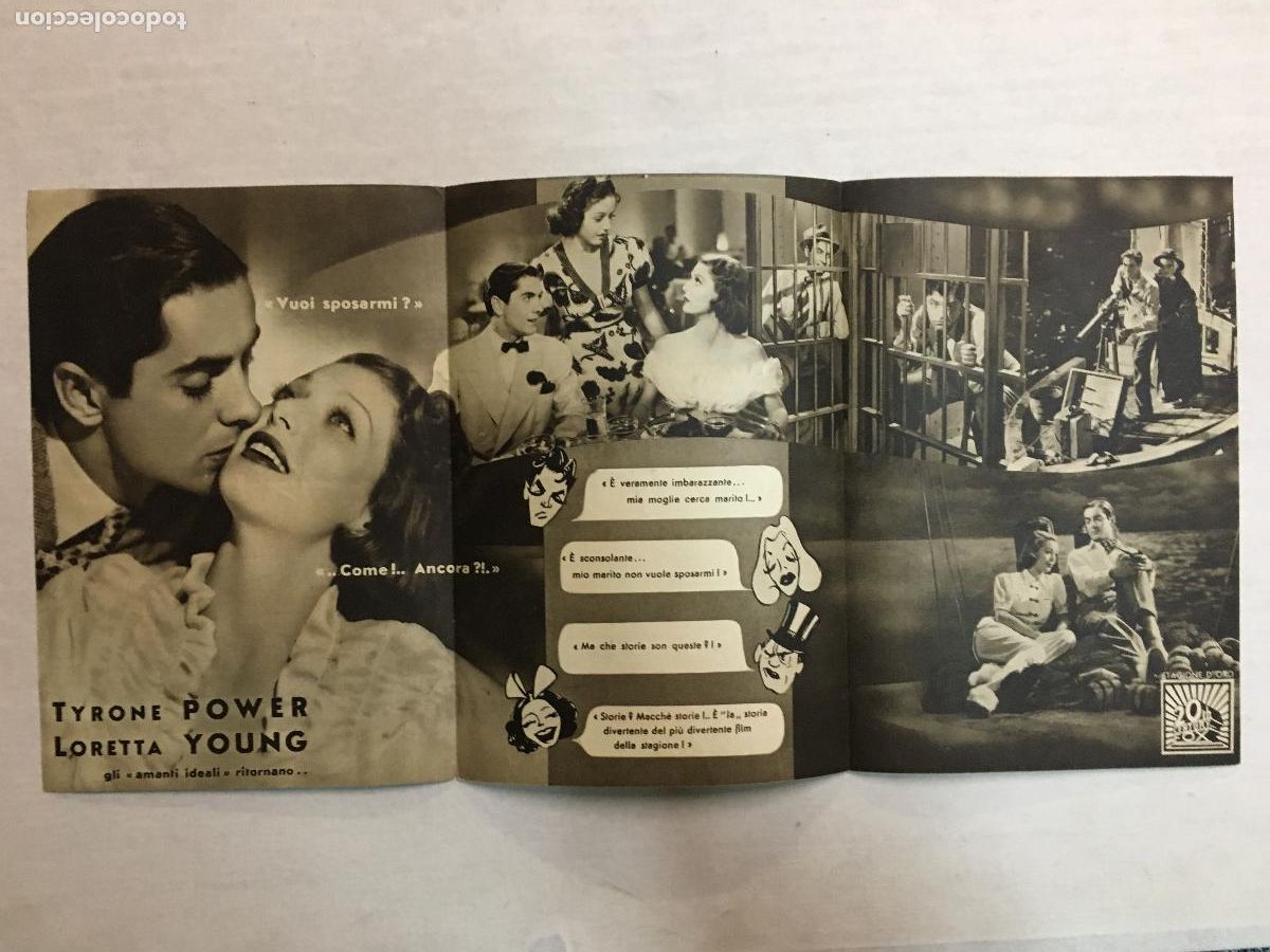 Cine: PTCC 836 SECOND HONEYMOON PROGRAMA TRIPLE ITALIANO TYRONE POWER LORETTA YOUNG - Foto 3
