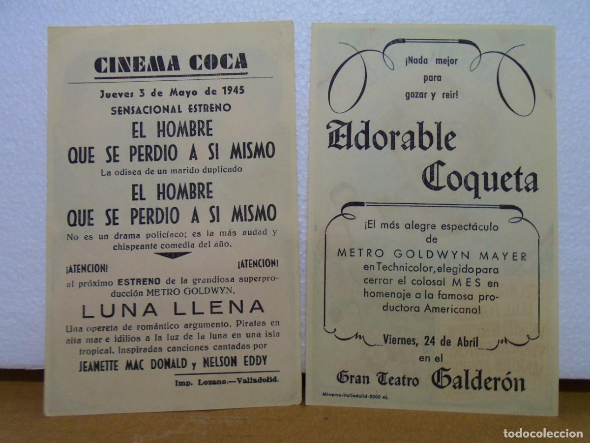 Cine: LOTE DE 2 PROGRAMAS SENCILLOS CON PUBLI,CINES DE VALLADOLID. - Foto 2