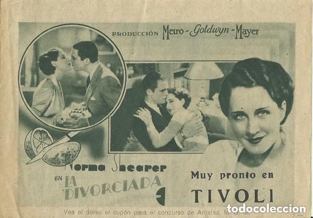 Cine: LA DIVORCIADA PROGRAMA DOBLE MGM NORMA SHEARER ROBERT MONTGOMERY VERDE - Foto 1