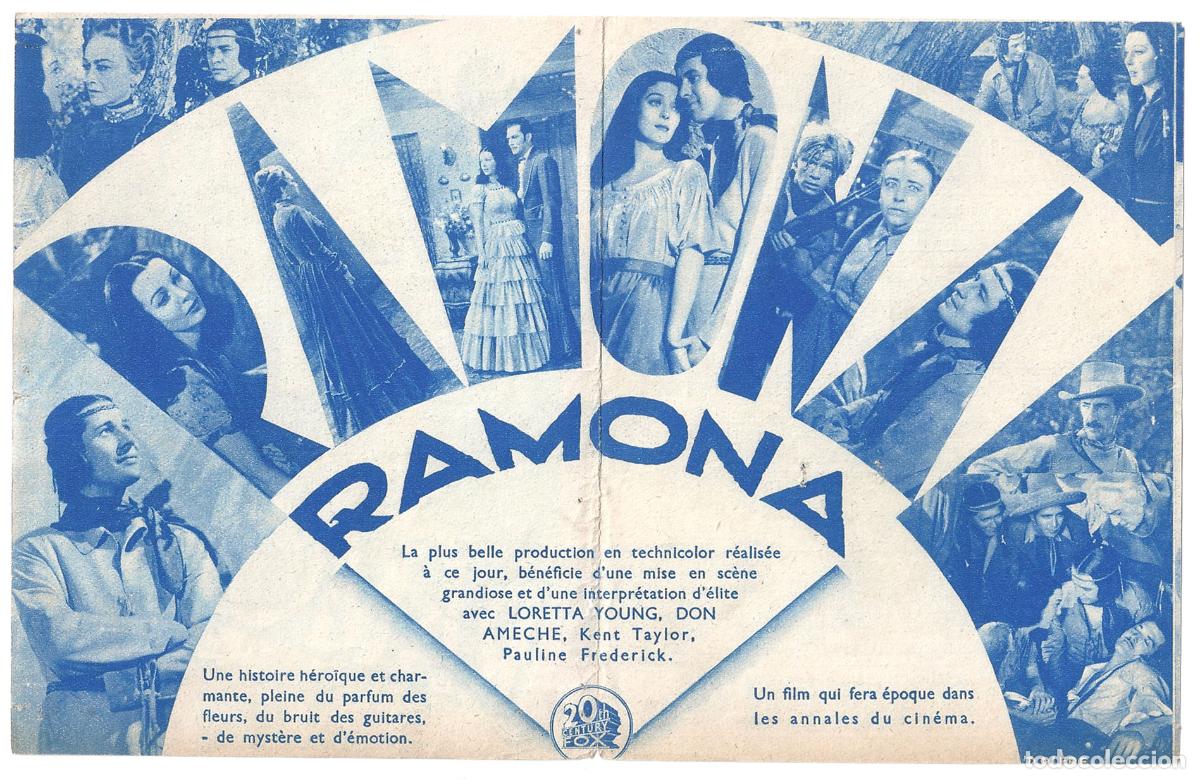 Cine: PTCC 837 RAMONA PROGRAMA DOBLE FRANCES LORETTA YOUNG DON AMECHE - Foto 3