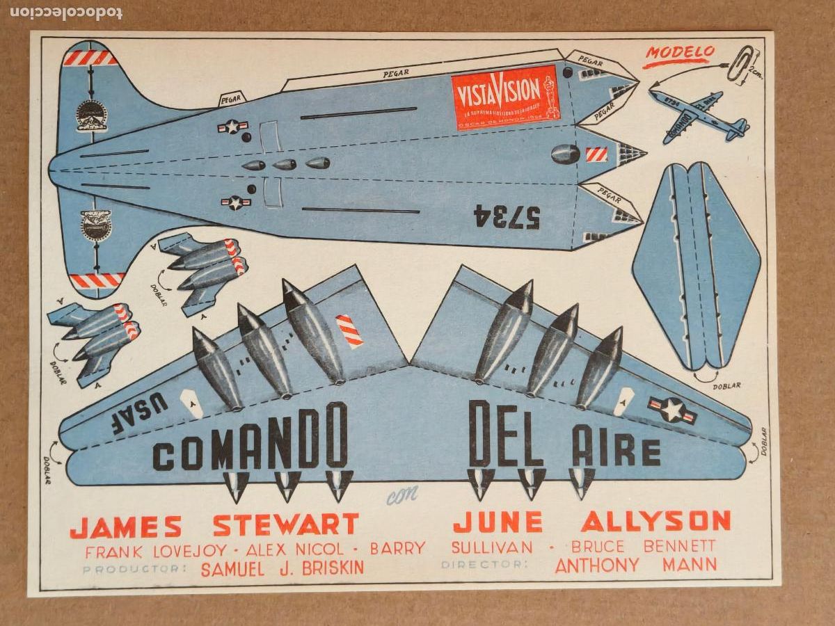Cine: COMANDO DEL AIRE PROGRAMA DE CINE RECORTABLE 1955 - Foto 1