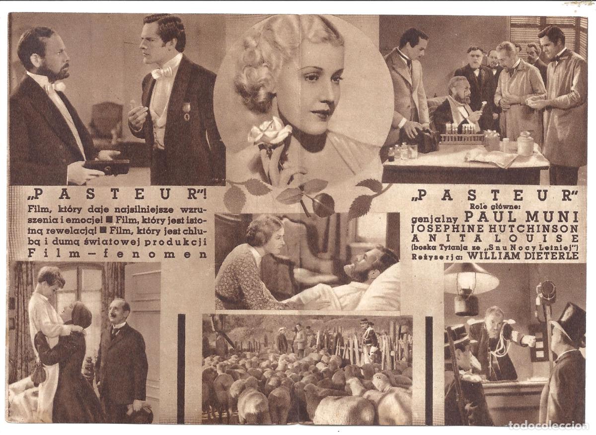 Cine: PTCC 838 LA TRAGEDIA DE LOUIS PASTEUR PROGRAMA DOBLE POLACO PAUL MUNI - Foto 3