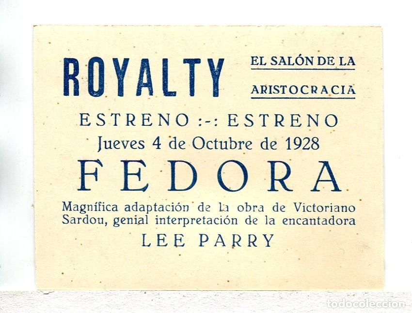 Cine: FEDORA, con Lee Parry. 1918. 7 X 9 cms.. - Foto 2