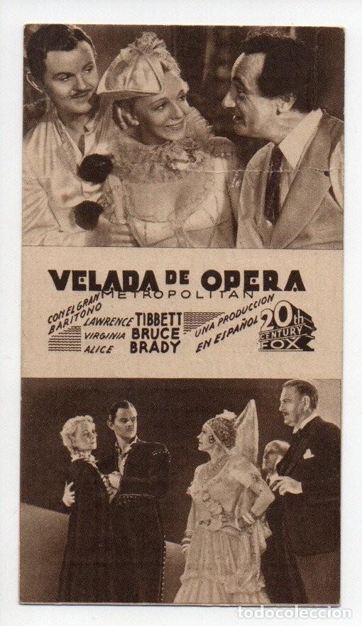 Cine: PROGRAMA DE CINE DE CARTON. VELADA DE OPERA, METROPOLITAN. ODEON CINEMA. CENTURY FOX. - Foto 1