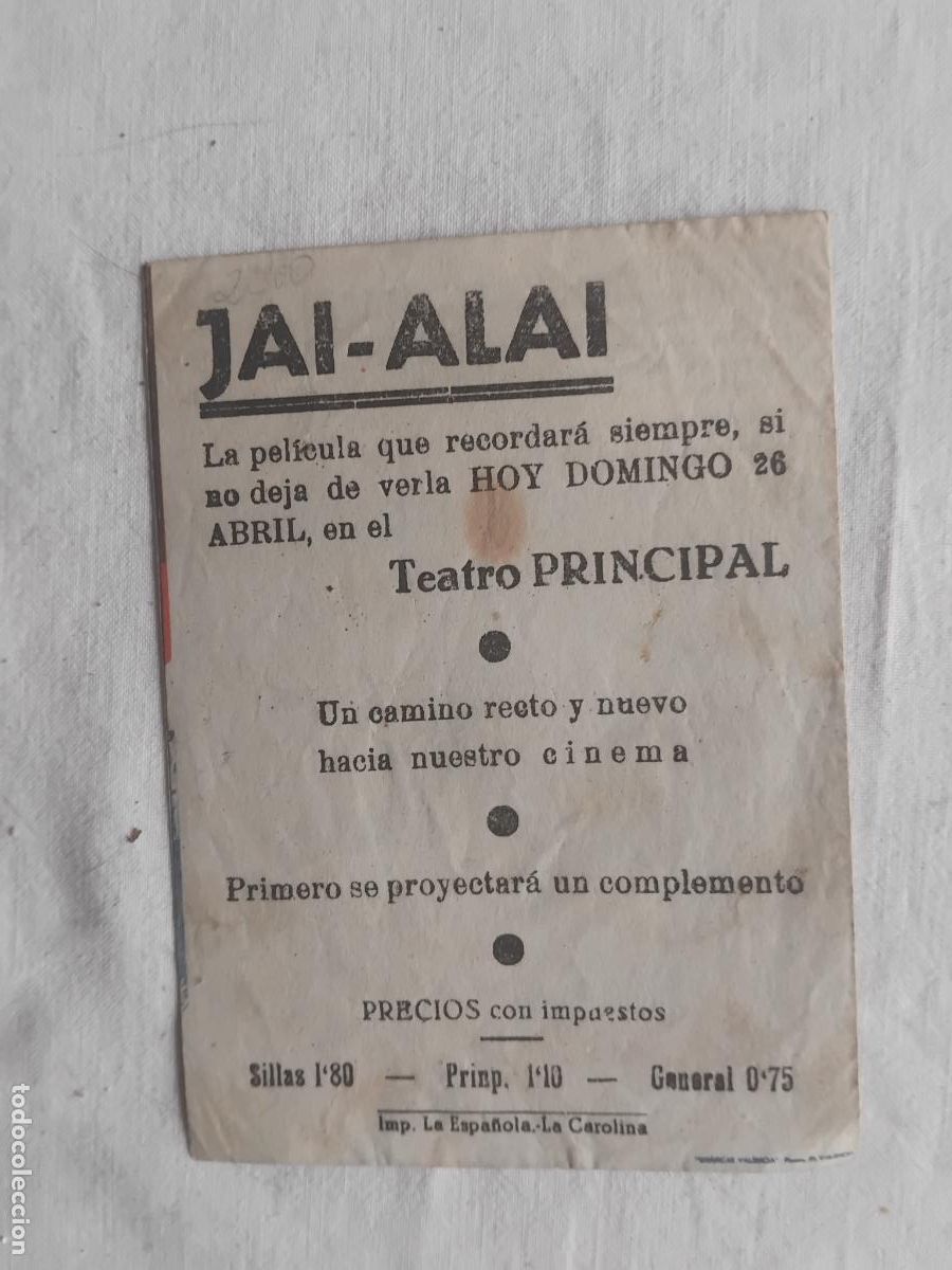 Cine: PROGRAMA DE CINE DOBLE JAI ALAI. TEATRO PRINCIPAL. - Foto 2