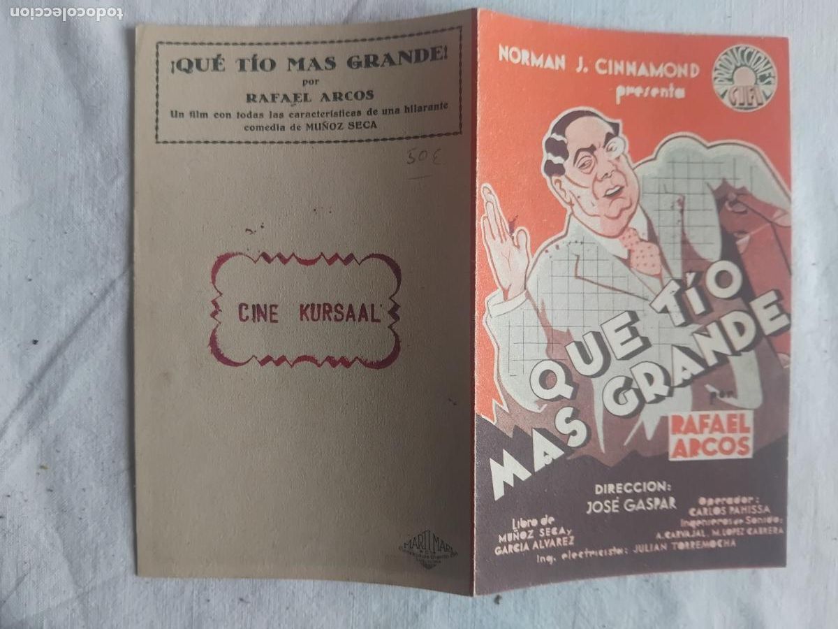 Cine: PROGRAMA DE CINE DOBLE QUE TIO MAS GRANDE. CINE KURSAAL. - Foto 1