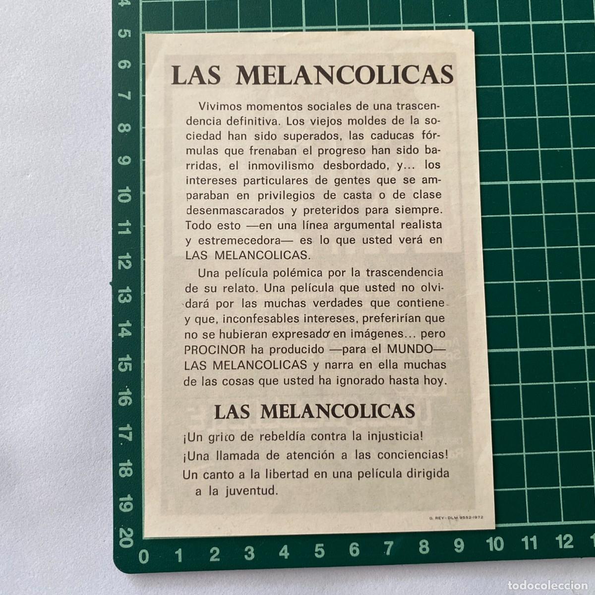 Cine: Programa de cine folleto de mano pelicula. Las melanc&oacute;licas - Foto 2