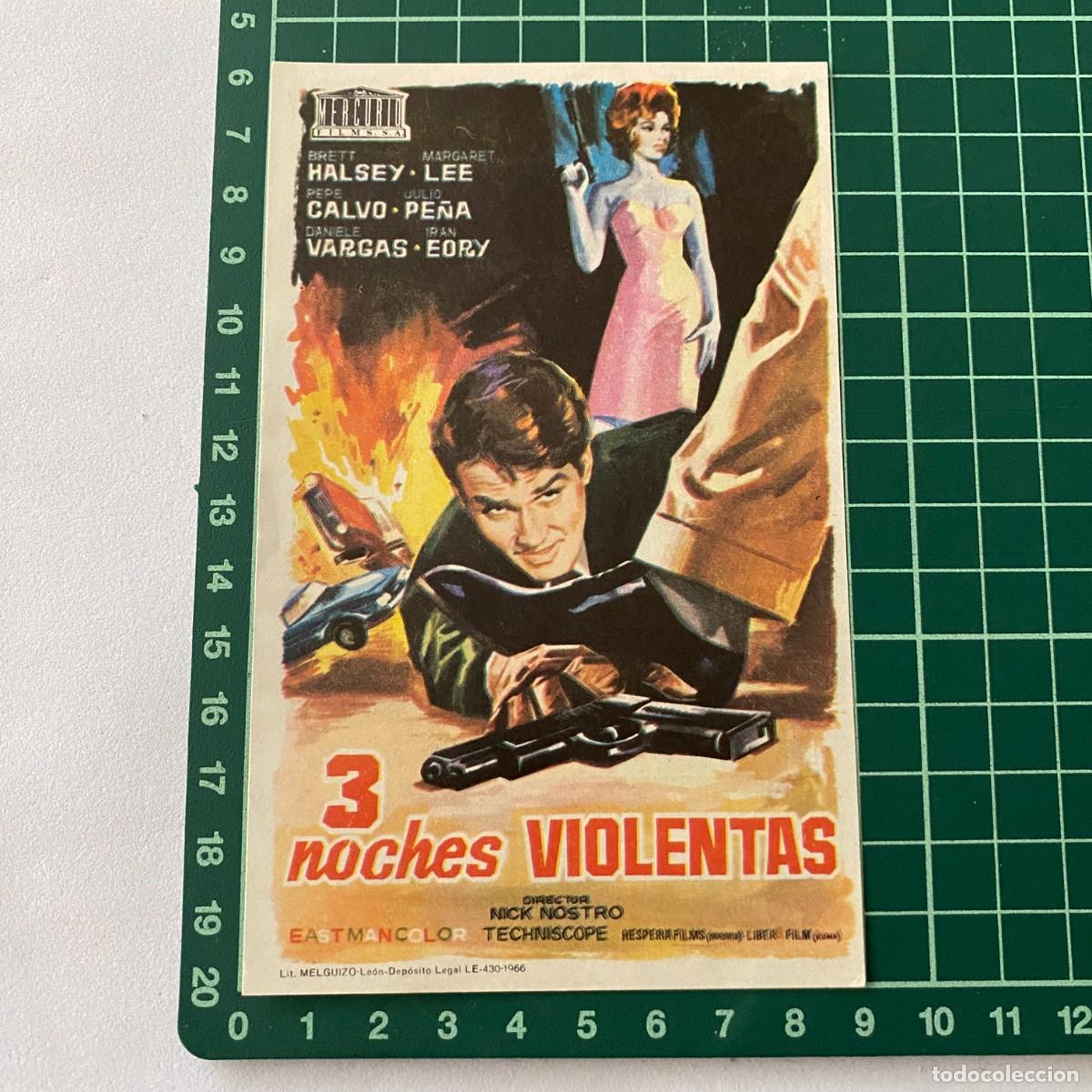 Cine: Programa de cine folleto de mano pelicula. 3 noches violentas - Foto 1