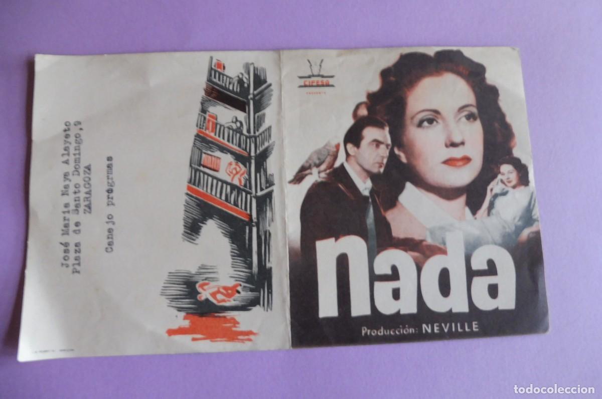 Cine: PROGRAMA DE CINE DOBLE - NADA - CINEFA - CONCHITA MONTES - - Foto 1