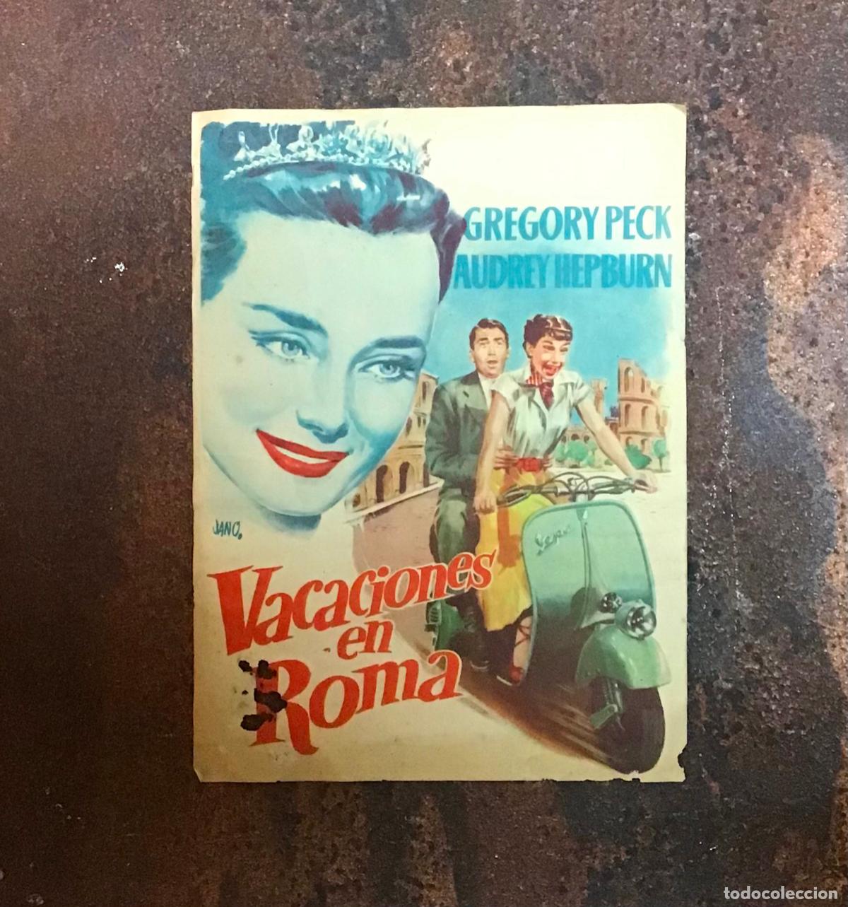 Cine: VACACIONES EN ROMA, PROGRAMA DE MANO ORIGINAL CON PUBLICIDAD - Foto 1