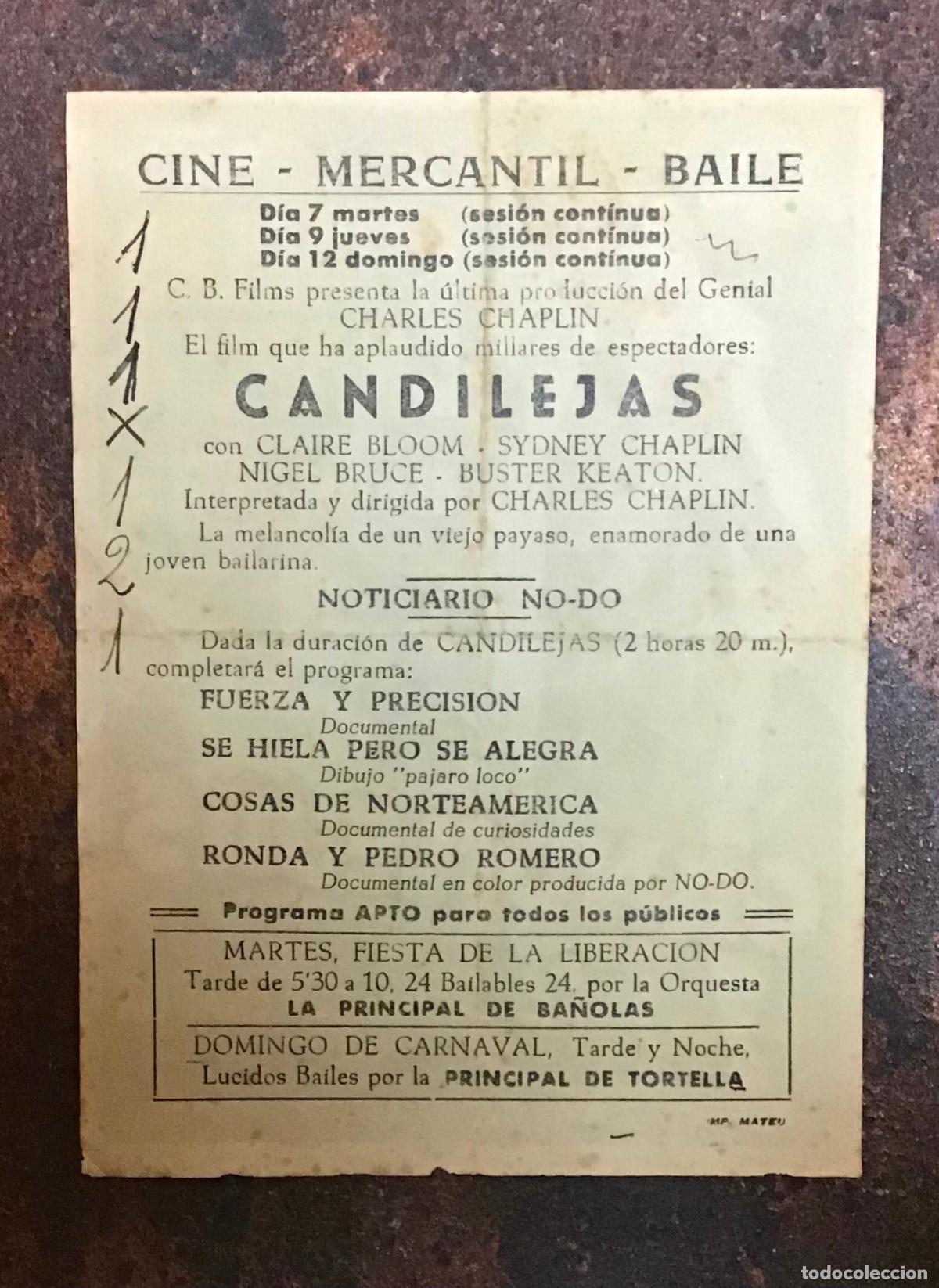 Cine: CANDILEJAS, PROGRAMA DE MANO ORIGINAL CON PUBLICIDAD - Foto 2