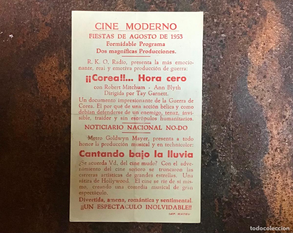 Cine: CANTANDO BAJO LA LLUVIA, PROGRAMA DE MANO ORIGINAL CON PUBLICIDAD - Foto 2