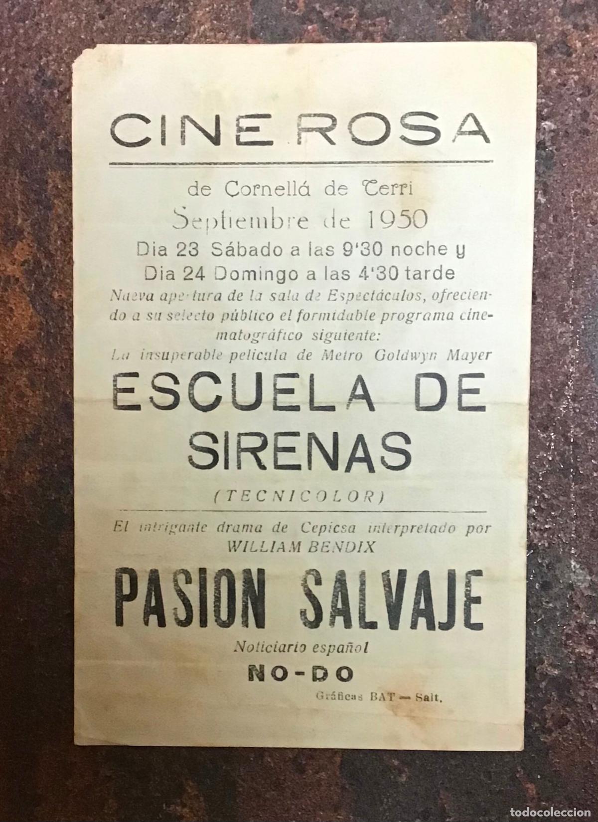Cine: ESCUELA DE SIRENAS, PROGRAMA DE MANO ORIGINAL CON PUBLICIDAD - Foto 2