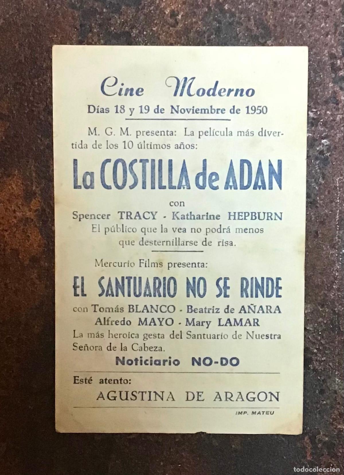 Cine: LA COSTILLA DE AD&Aacute;N, PROGRAMA DE MANO ORIGINAL CON PUBLICIDAD - Foto 2